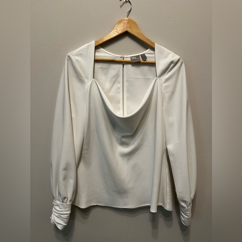 ASOS DESIGN long sleeve cowl neck blouse in size US 10